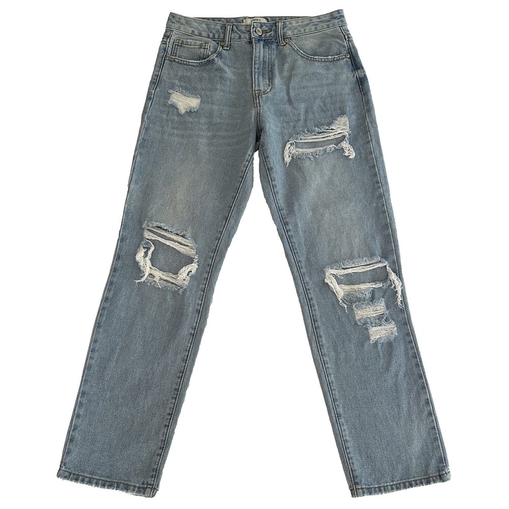 Forever 21 Women's Los Angeles Destroyed Ripped Straight Leg Jeans Size 30Wx29L